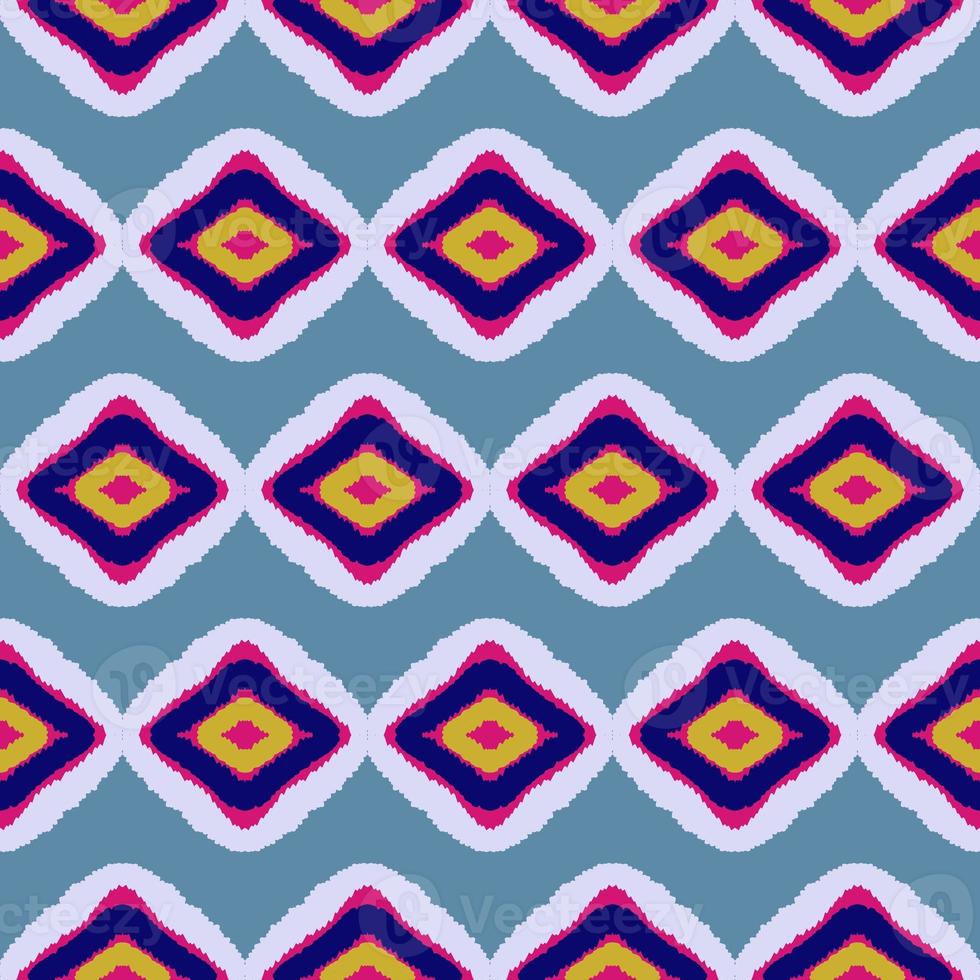 blue geometric ethnic pattern traditional illustration background photo