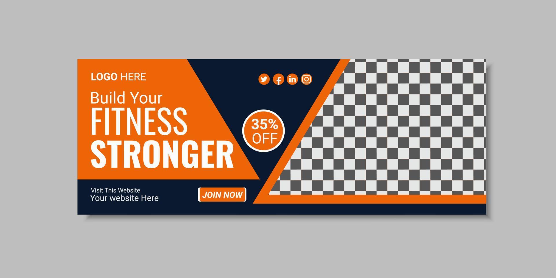 Vector simple fitness banner or social media cover design template