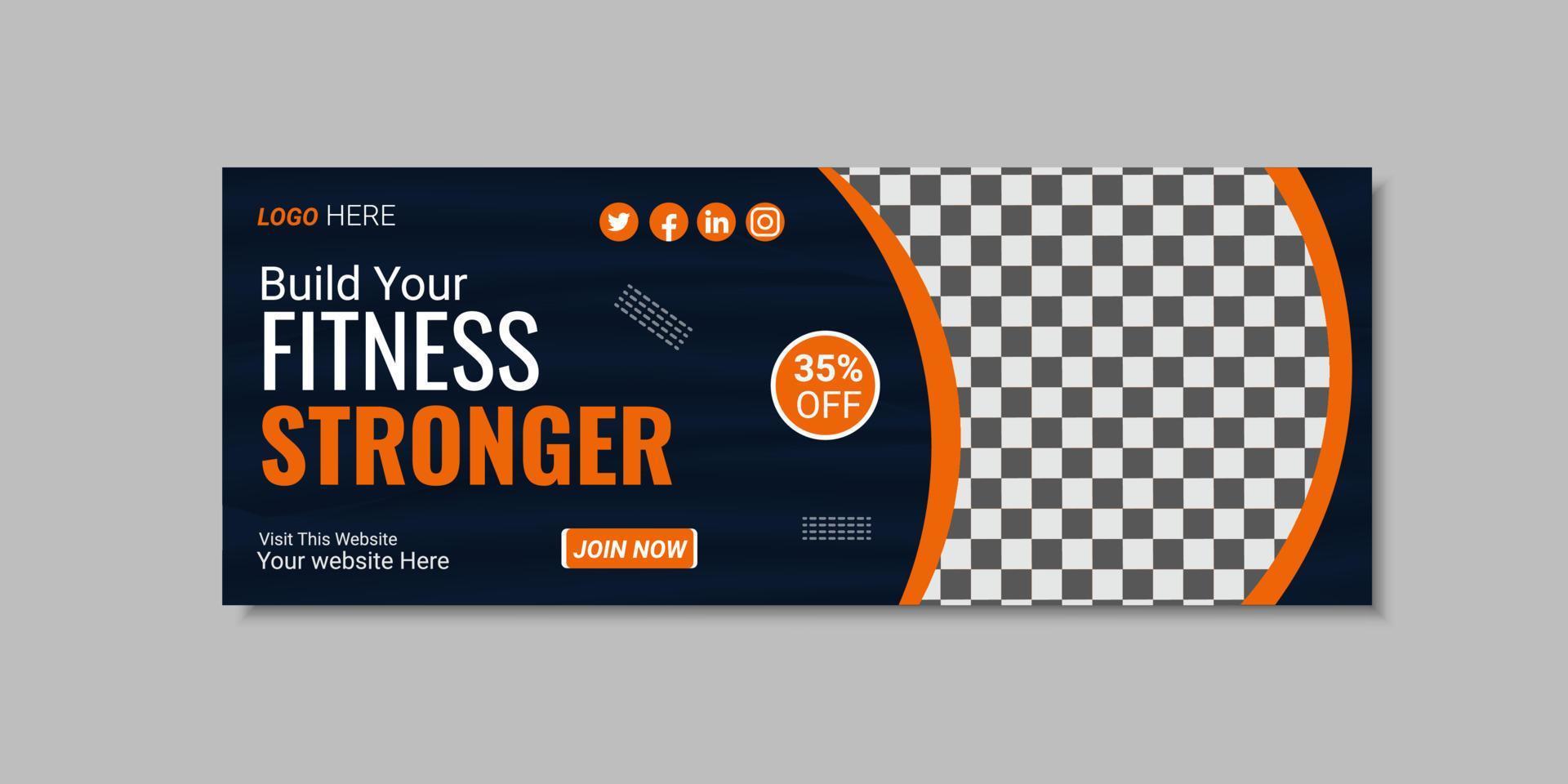 Vector simple fitness banner or social media cover design template