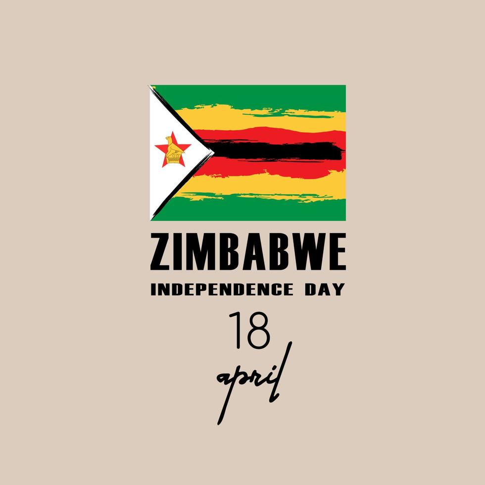 Zimbabue independencia día saludo tarjeta, bandera, vector ilustración.