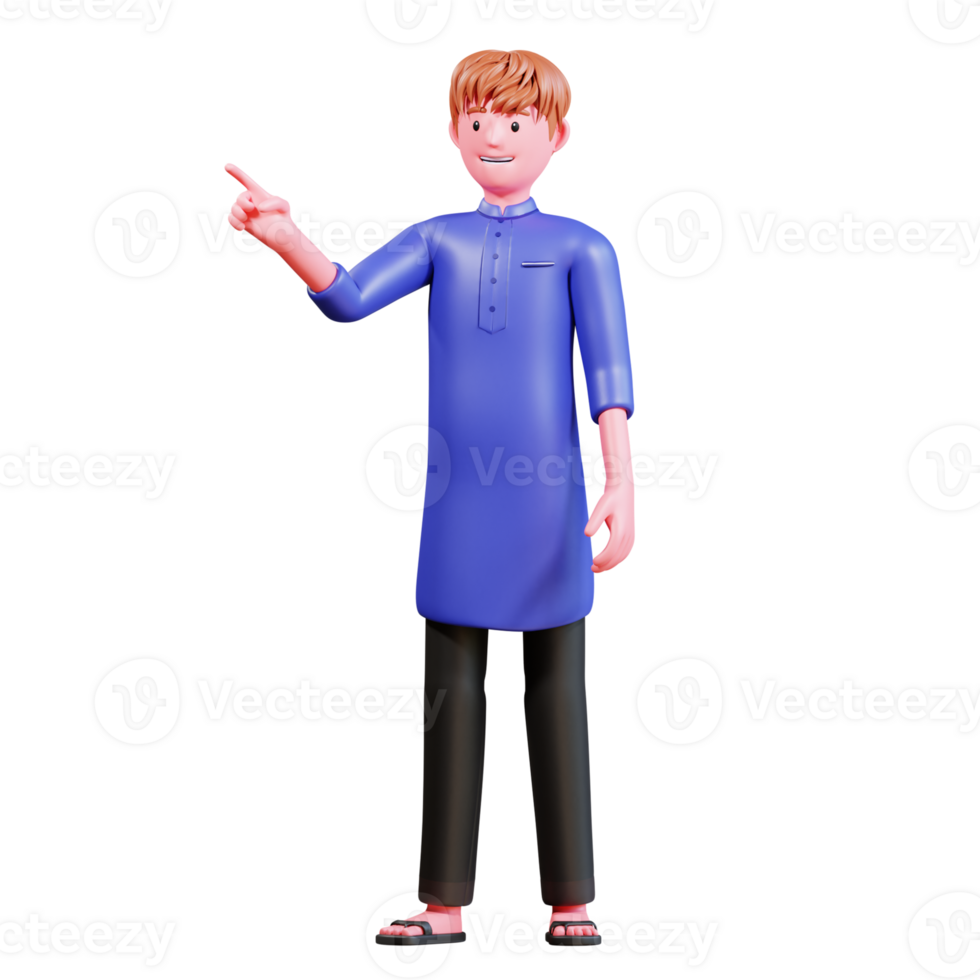 3D Character Muslim Male with blue clothes png