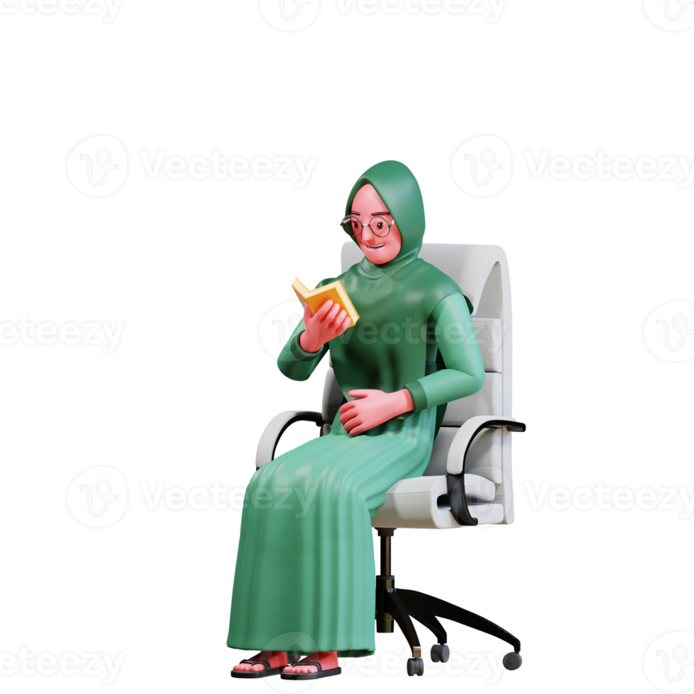 3d personnage musulman femelle avec vert vêtements png