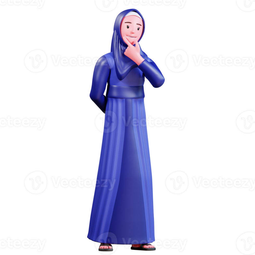 3D Character Muslim Female with blue clothes png