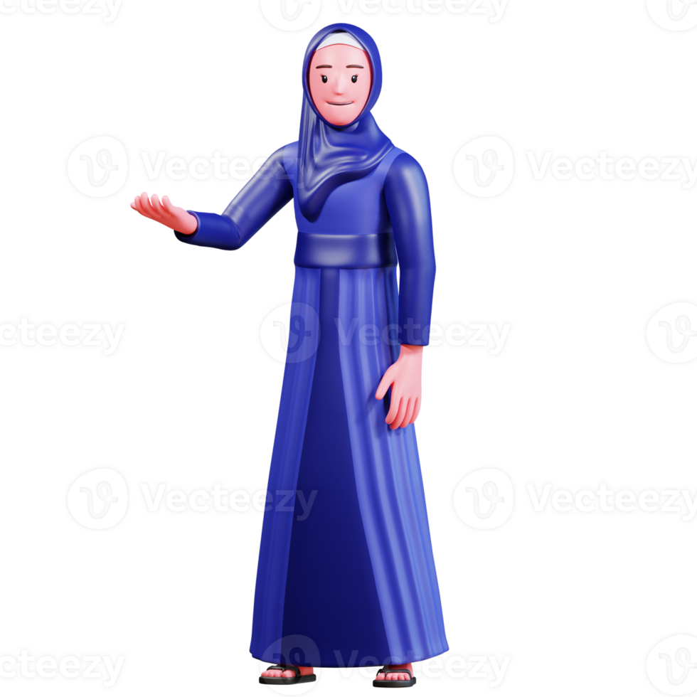 3d personaje musulmán hembra con azul ropa png