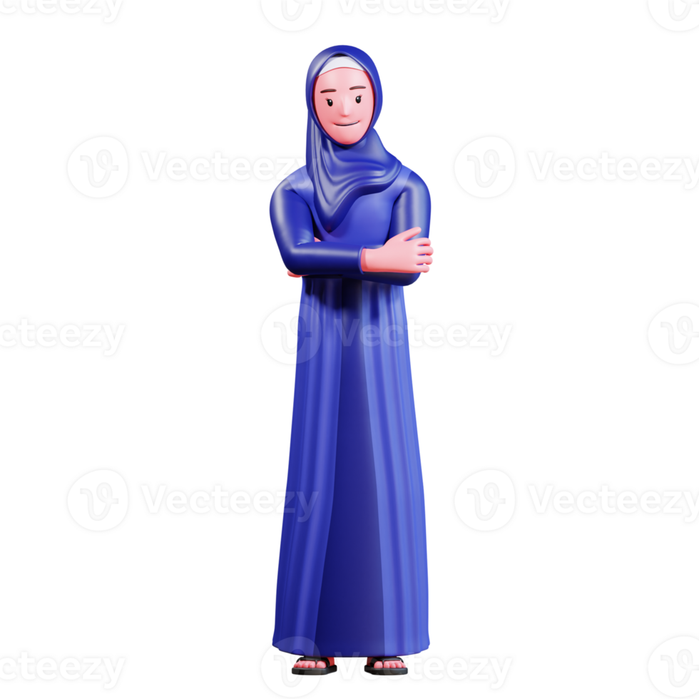 3D Character Muslim Female with blue clothes png