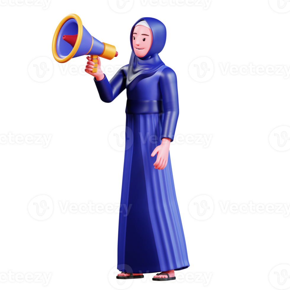 3D Character Muslim Female with blue clothes png