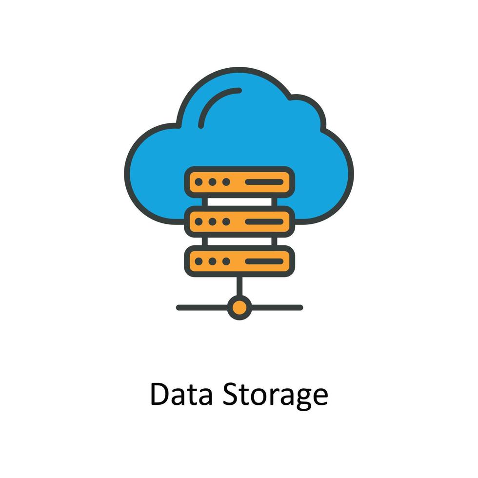 Data Storage Vector Fill outline Icons. Simple stock illustration stock