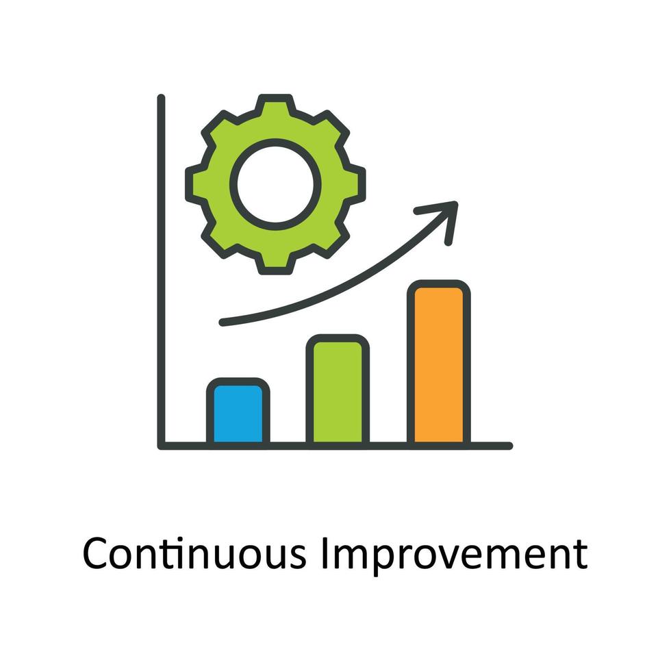 Continuous Improvement Vector Fill outline Icons. Simple stock illustration stock