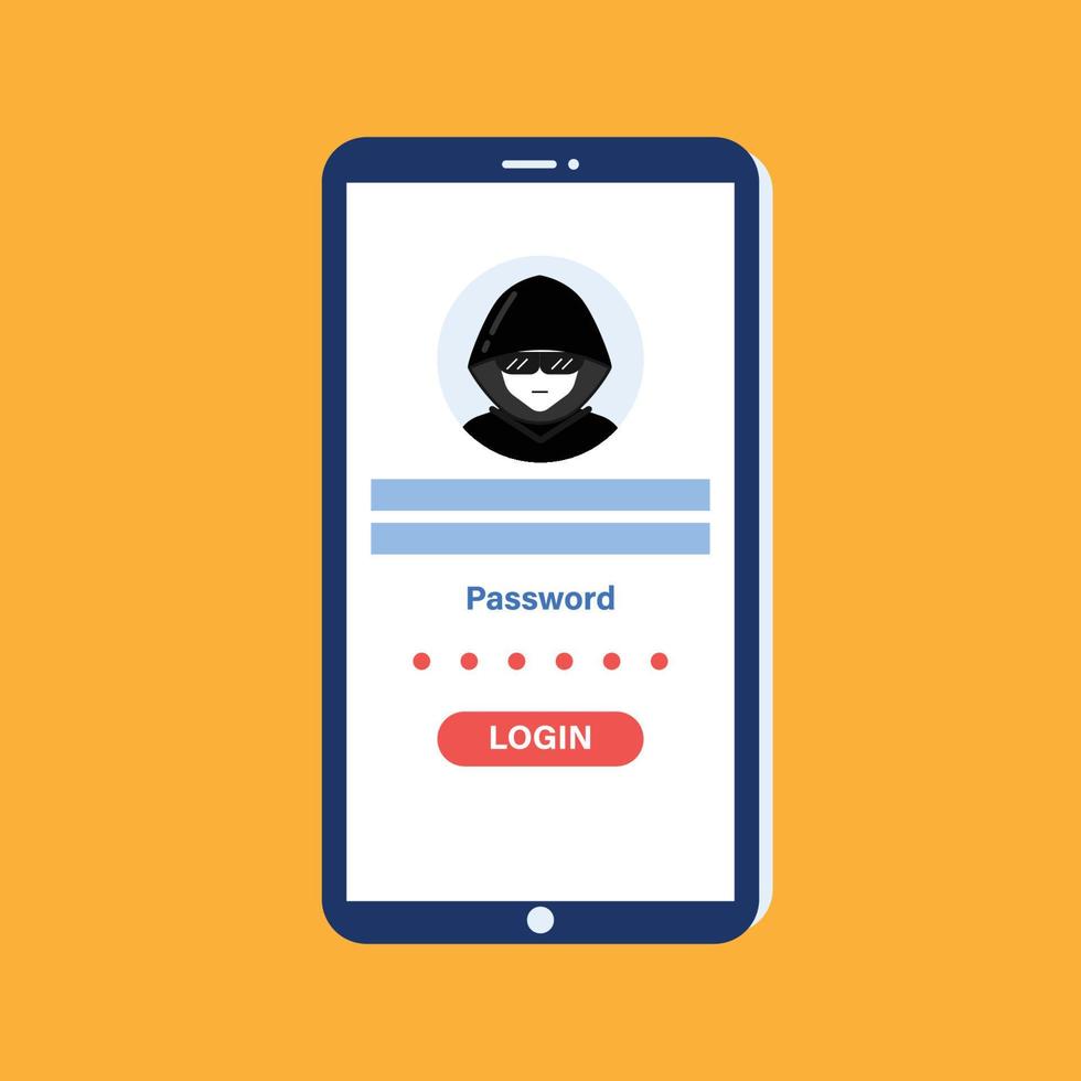 Hacked login and password. Cyber crime. Illustration vector