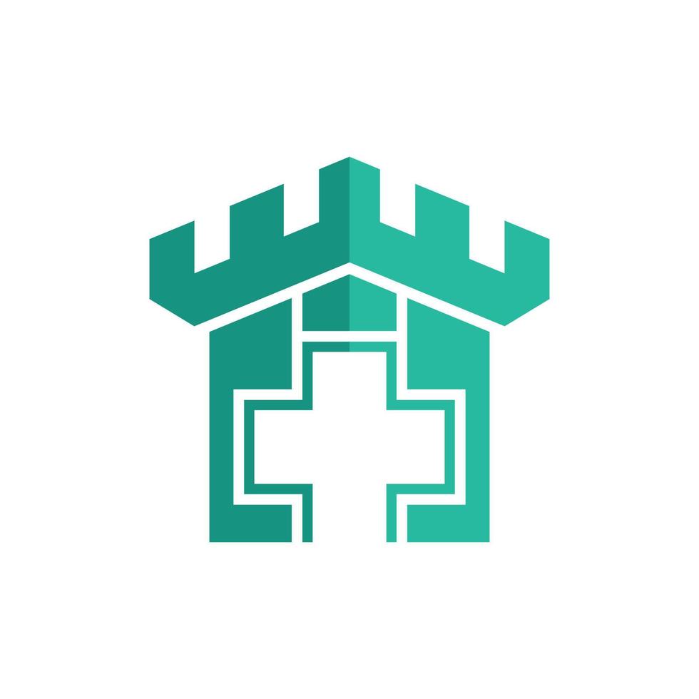 torre edificio médico cuidado moderno logo vector