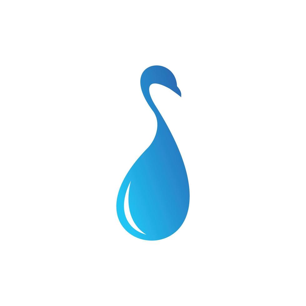 Animal swan simple drop water logo vector