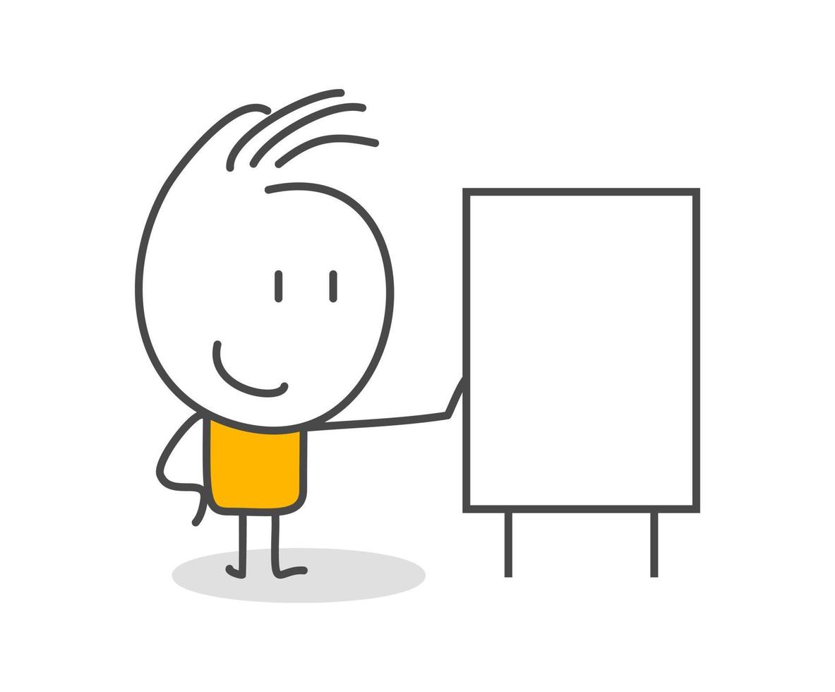 Stick figures. Blank banner. Vector illustration of people holding blank.
