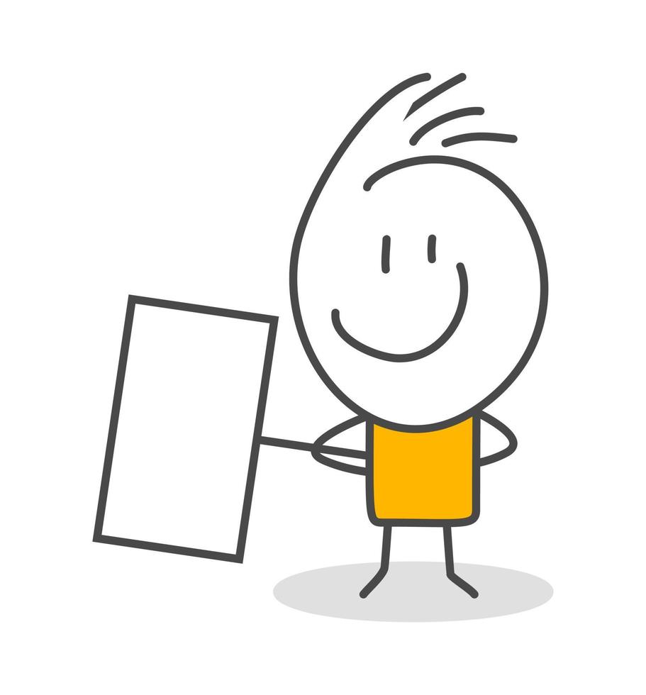 Stick figures. Blank banner. Vector illustration of people holding blank.