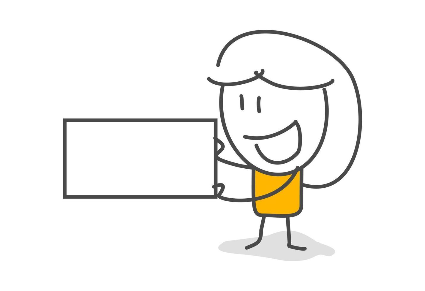 Stick figures. Blank banner. Vector illustration of people holding blank.