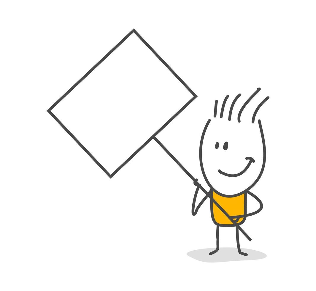 Stick figures. Blank banner. Vector illustration of people holding blank.