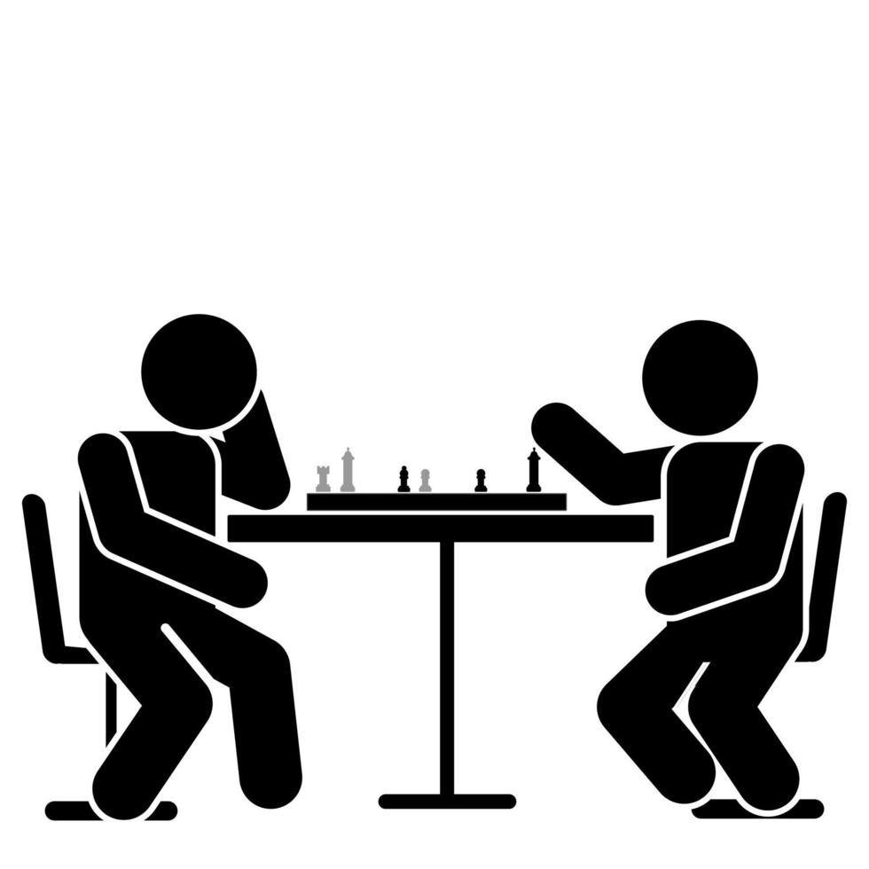 Stick figure or pictogram chess sets are a minimalist and modern take on the classic game of chess. vector