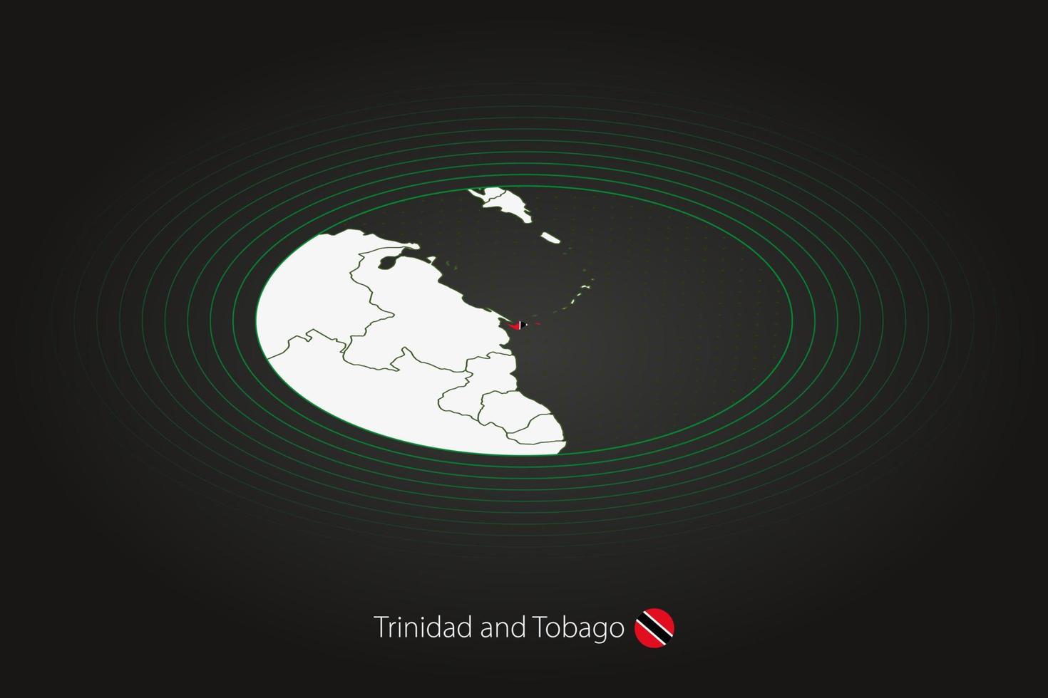 Trinidad and Tobago map in dark color, oval map with neighboring countries. vector