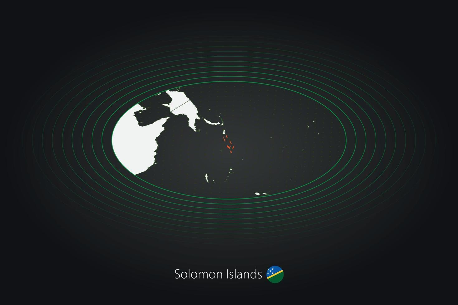 Salomón islas mapa en oscuro color, oval mapa con vecino países. vector