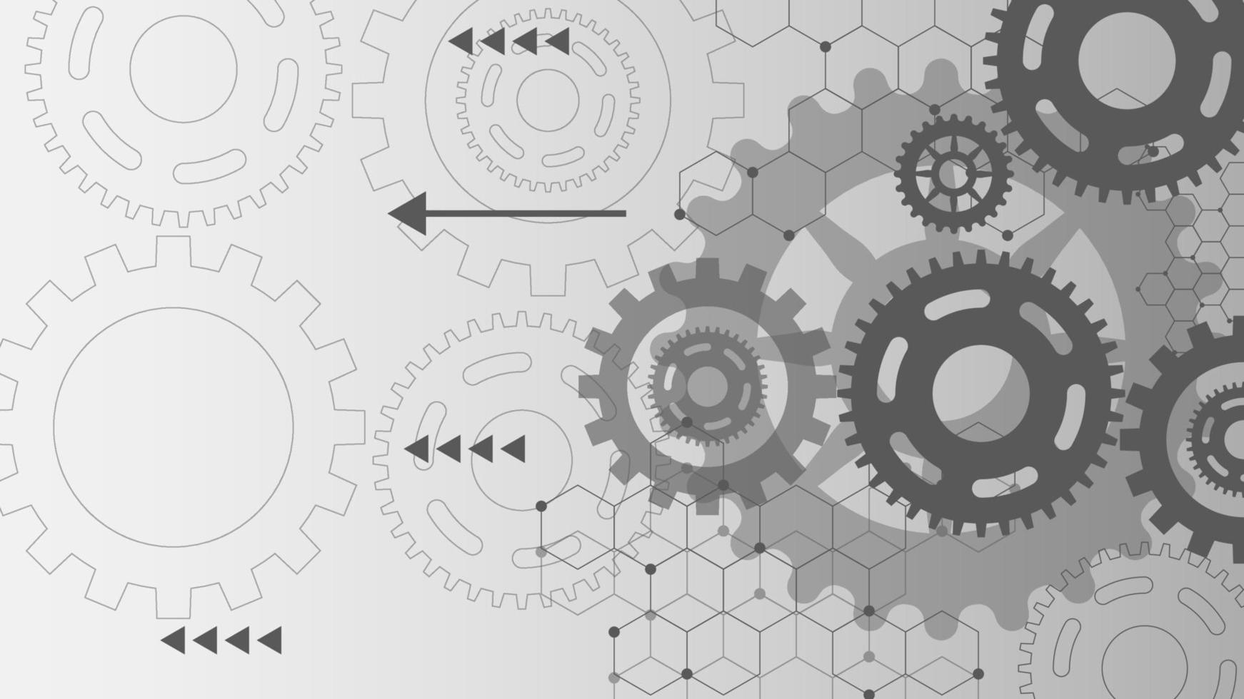 Gear wheel mechanism background design. Machine technology and engineering on gray background. Vector illustration.