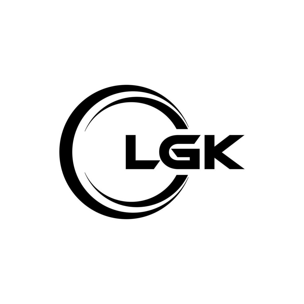 LGK letter logo design in illustration. Vector logo, calligraphy designs for logo, Poster, Invitation, etc.