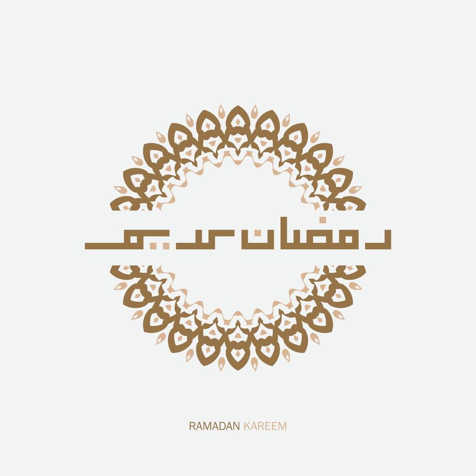 Ramadan Kareem with circle frame. Islamic greeting card template with ramadan for wallpaper design. Poster, media banner. vector illustrations.