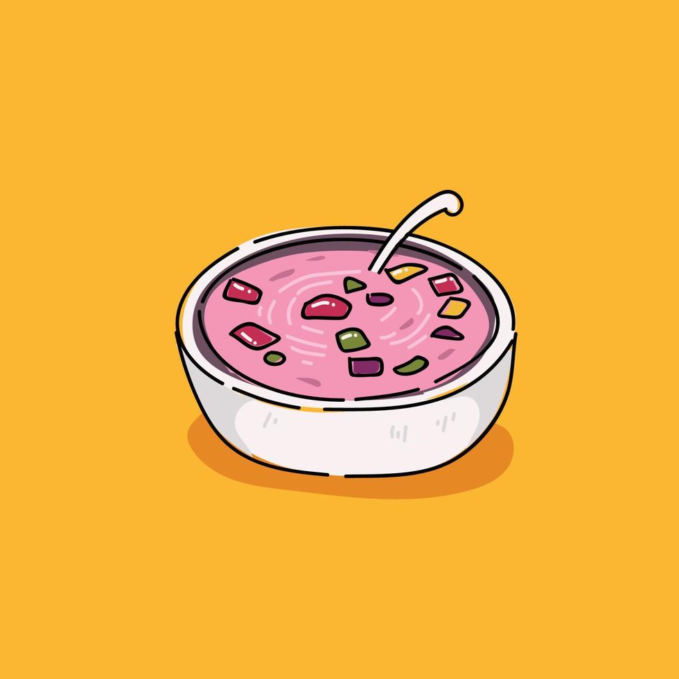 ilustración de Fruta hielo, un bebida lleno con hielo con piezas de Fresco fruta, temple sed vector