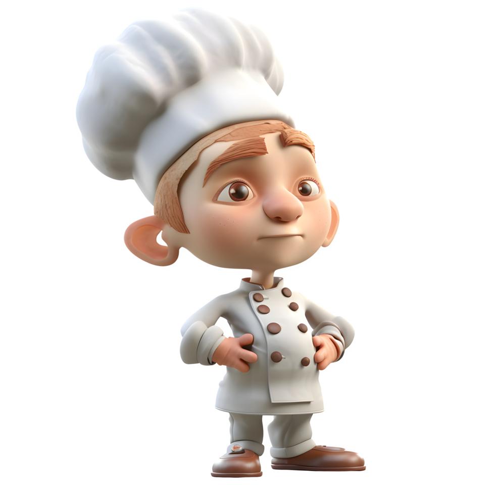 Modern 3D Chef with Tablet Ideal for Online Cooking Classes or Recipe Apps PNG Transparent Background