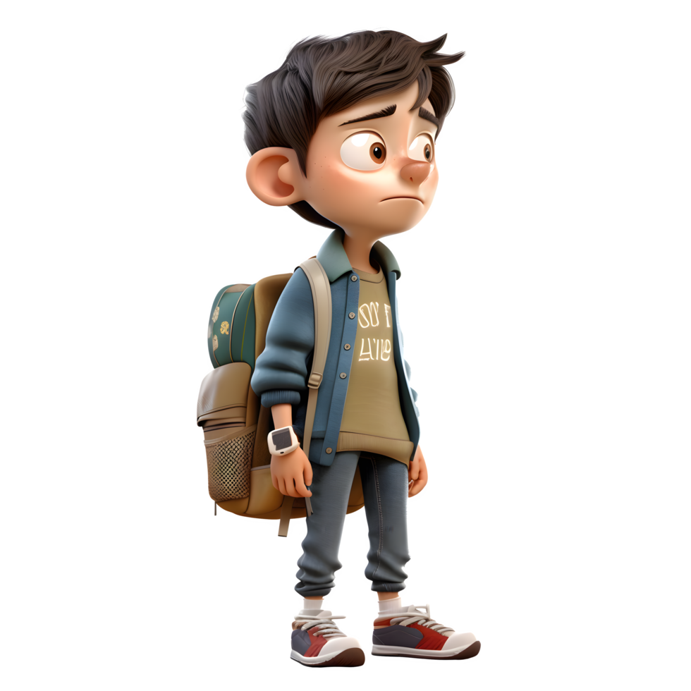 Wise 3D Student boy with critical thinking on white background PNG Transparent Background