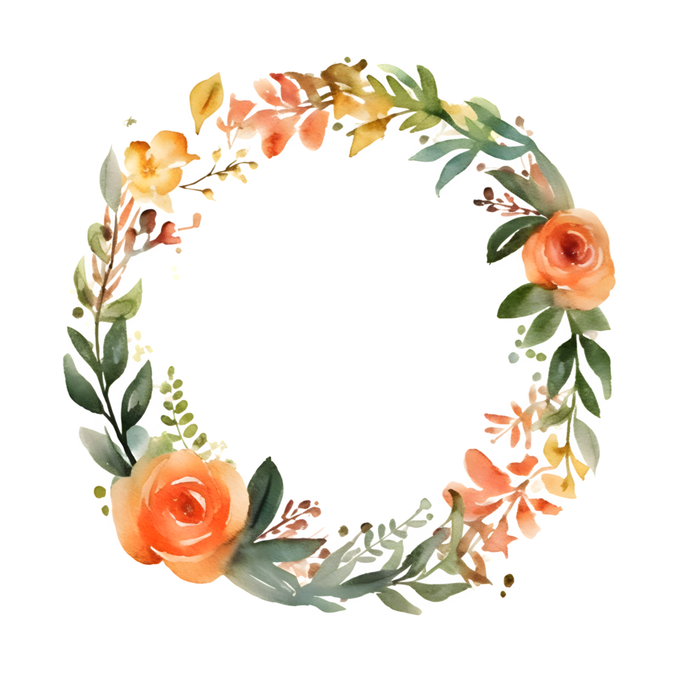 rustique verdure et fleur rond Cadre conception pour été mariages et événements. pivoines, des roses, et feuilles dans menthe et vert tons. aquarelle png transparent Contexte