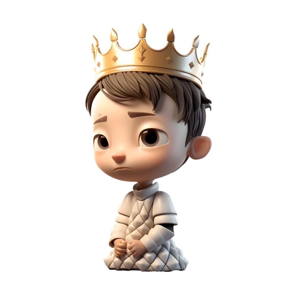 Enigmatic 3D Boy King for Esoteric or Mystical Themed s PNG Transparent Background