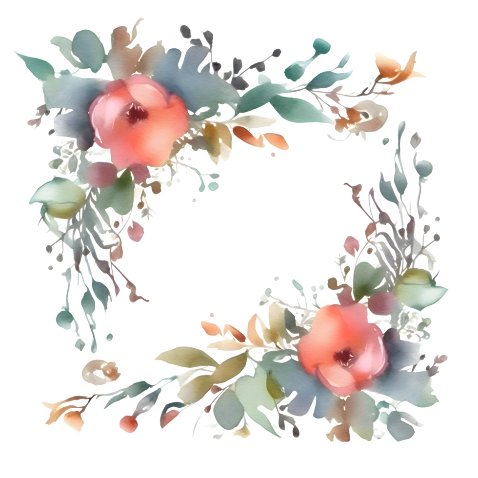 Elegant botanical invitation with delicate roses and greenery PNG Transparent Background