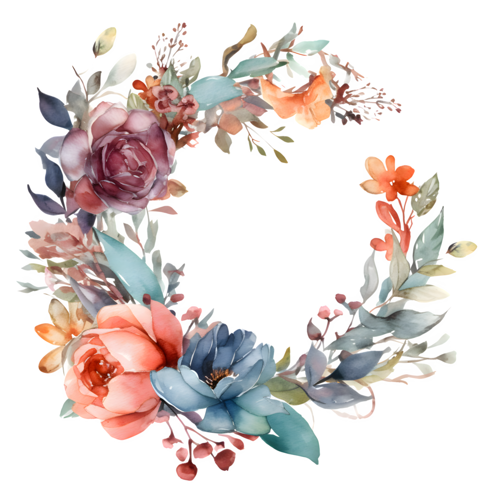 Rustic botanical frame with wildflowers and foliage PNG Transparent Background