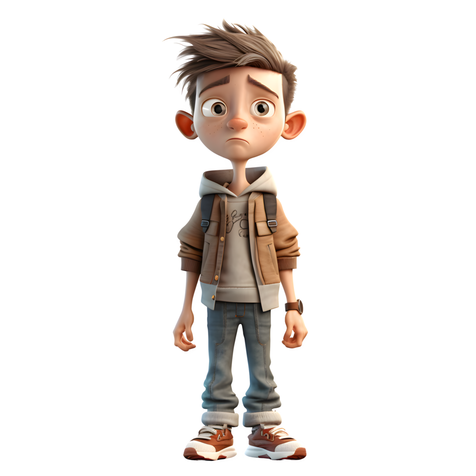 Adaptable 3D Student boy with flexibility on white background PNG Transparent Background