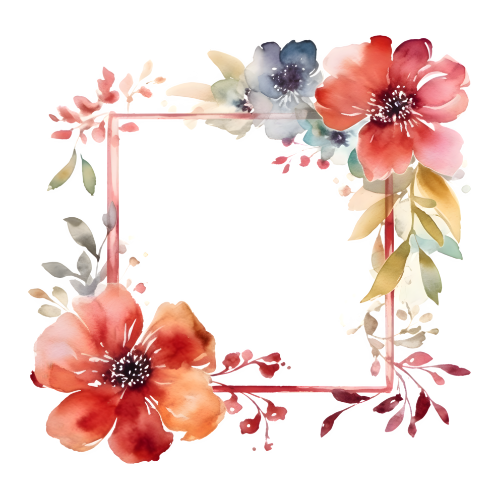 minimalistische bloemen kader met wit bloemen en bladeren PNG transparant achtergrond