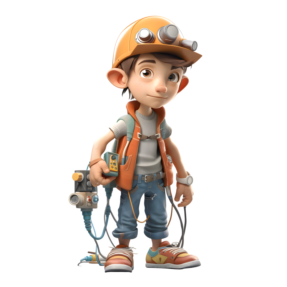 Capable 3D Electrician with Electrical Gloves Suitable for Electrical or Maintenance Related Designs PNG Transparent Background