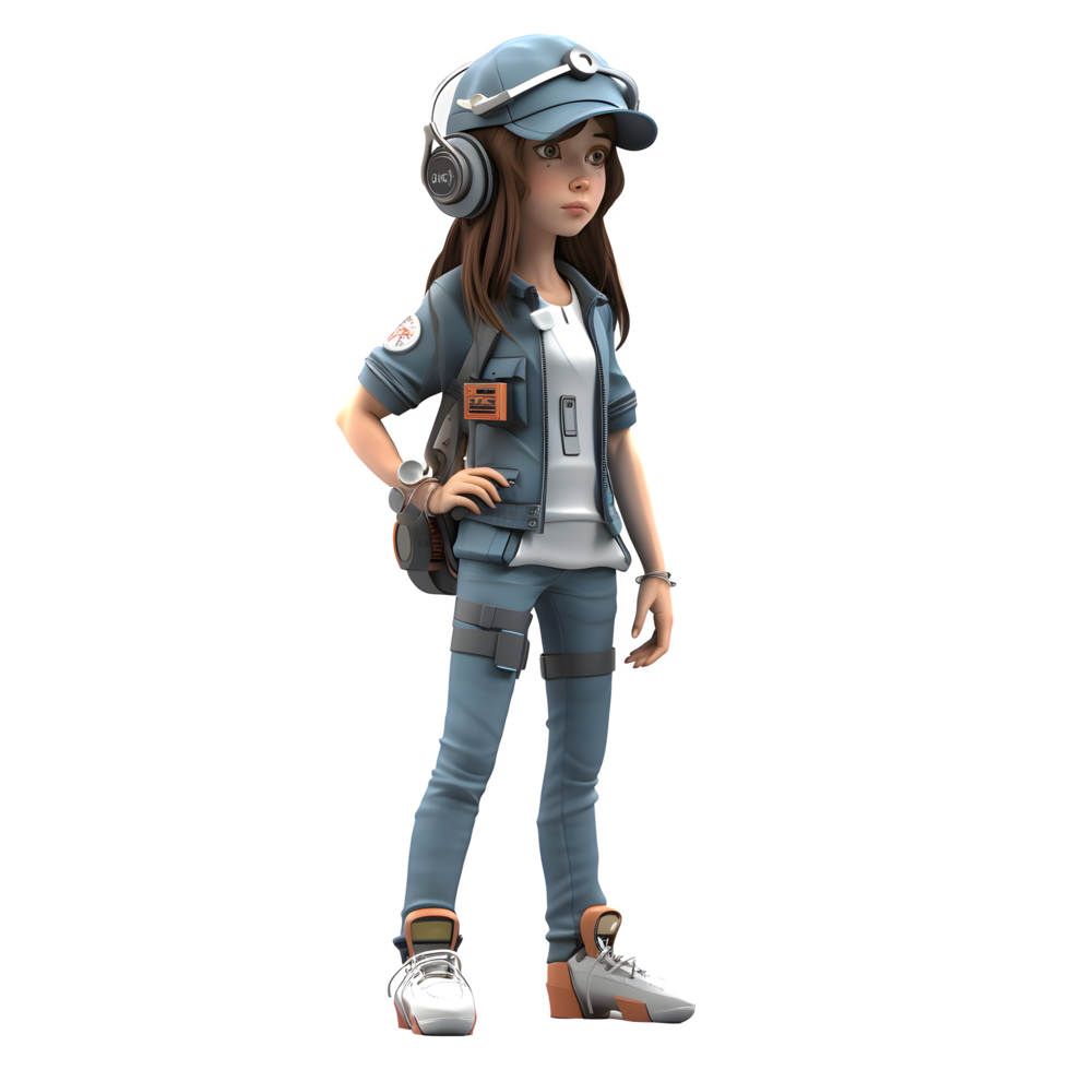 Cute and Resourceful 3D Engineer Women Ingenious and Practical Characters for Material Science Industry Promotions PNG Transparent Background