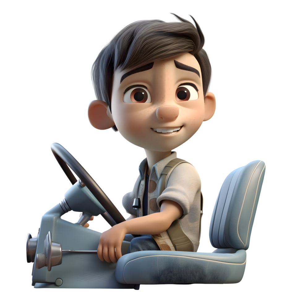 Friendly 3D Driver Ideal for Education or School Transportation Related Concepts PNG Transparent Background