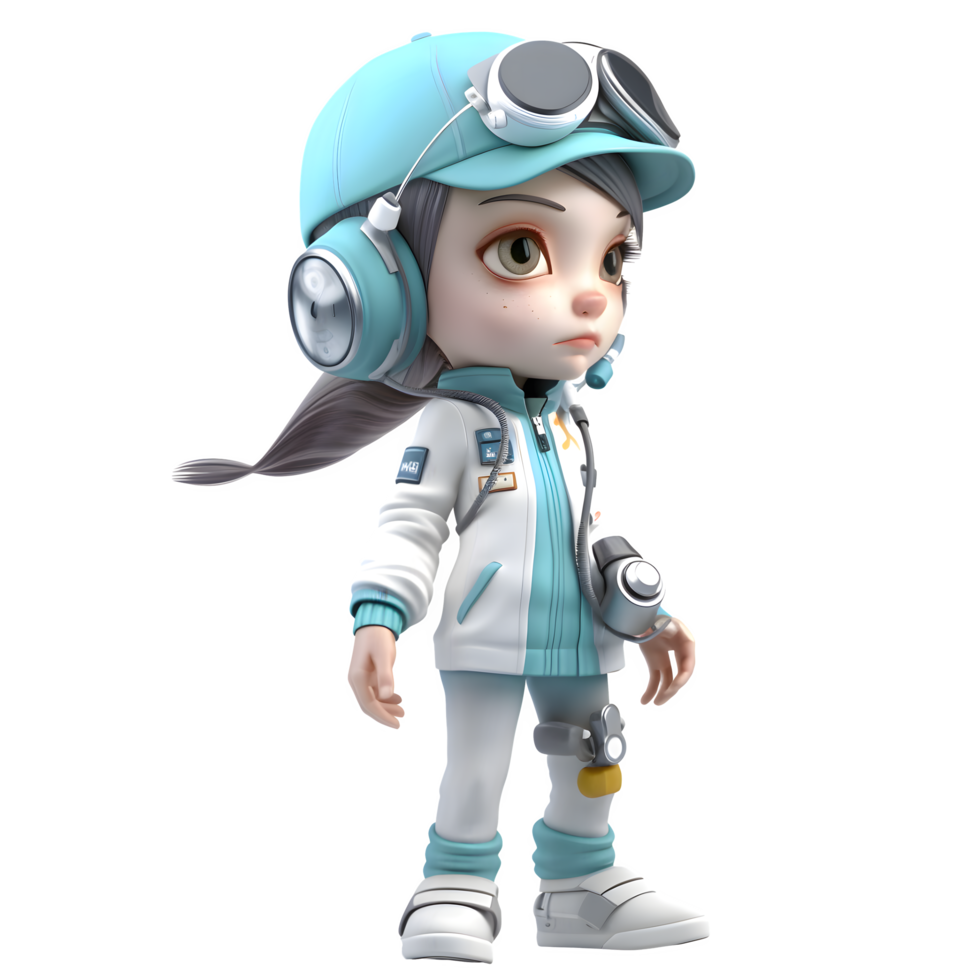 Our 3D Pilot Girl Character is Here to Take You on a Journey PNG Transparent Background