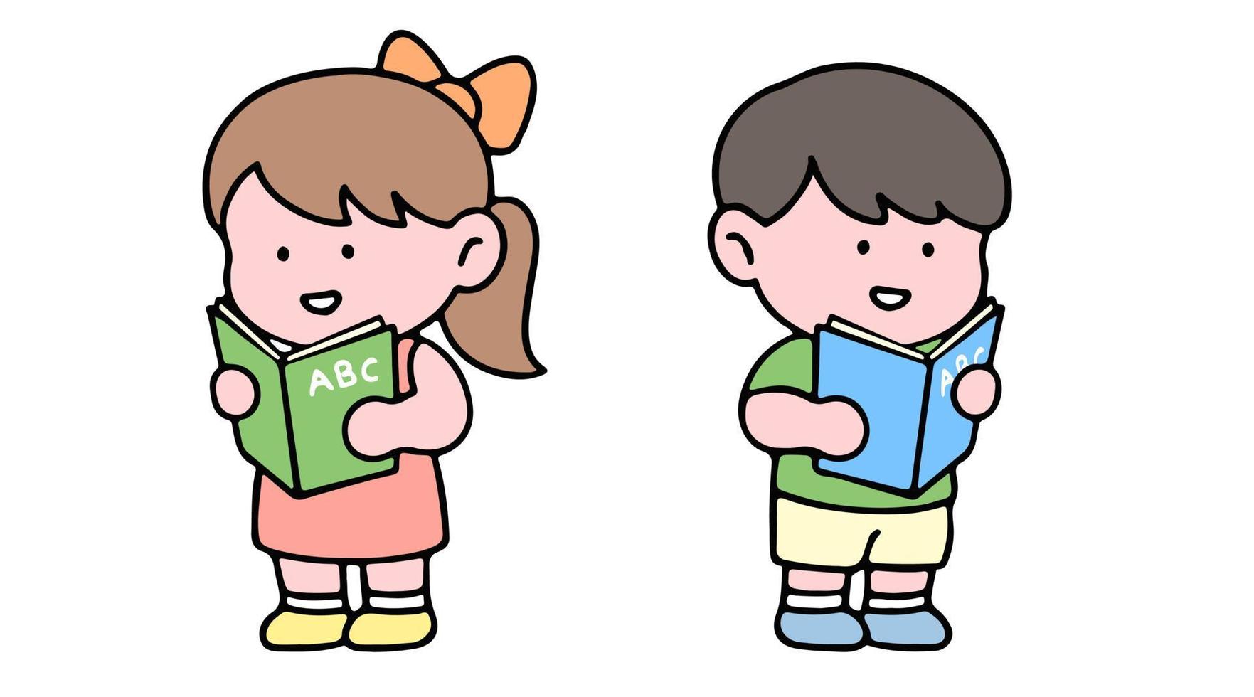 niños leyendo vector recopilación. un conjunto de linda niño caracteres aislado en un fondo, Perfecto para espalda a colegio concepto.