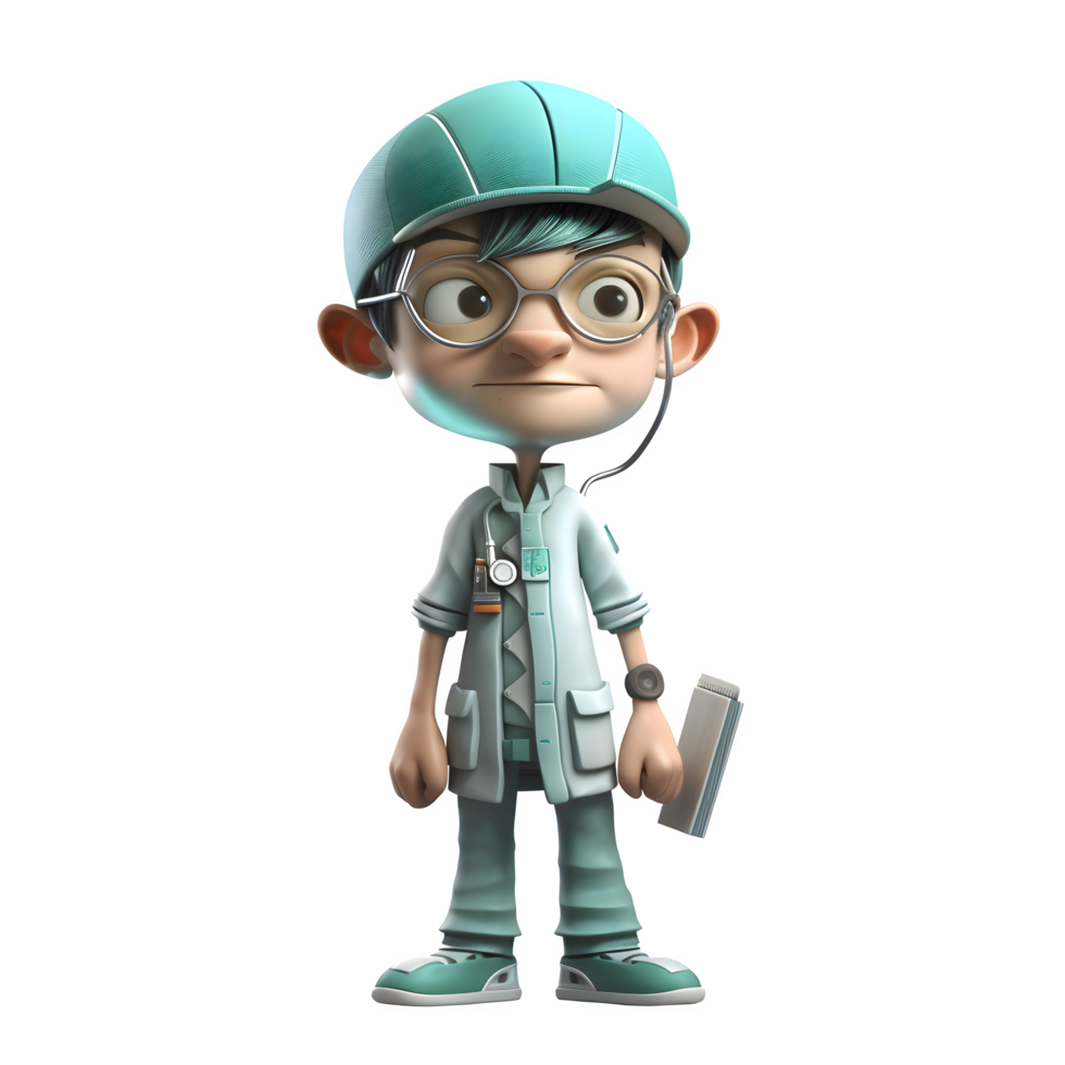 Professional 3D Doctor with Hospital Gown Suitable for Medical Examination or Treatment Projects PNG Transparent Background