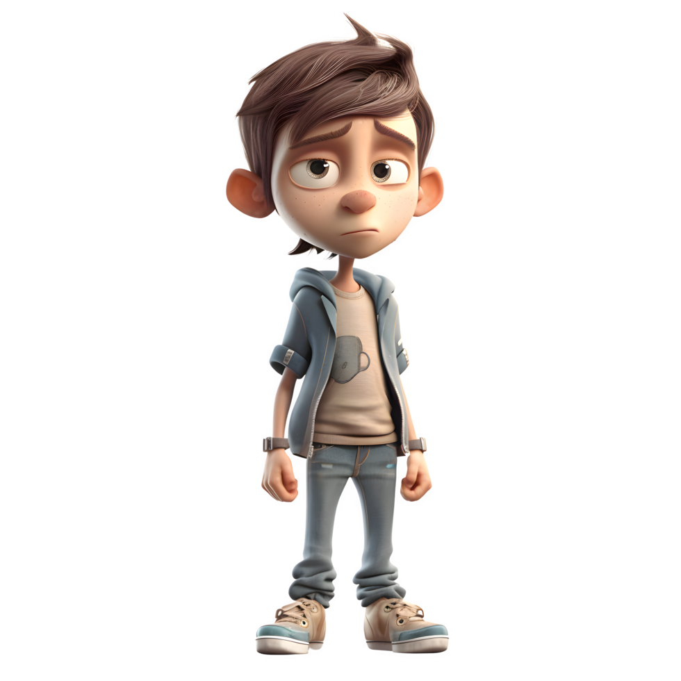 Casual 3D Fashion Boy with Denim Jacket Great for Everyday or Casual Wear Advertising PNG Transparent Background