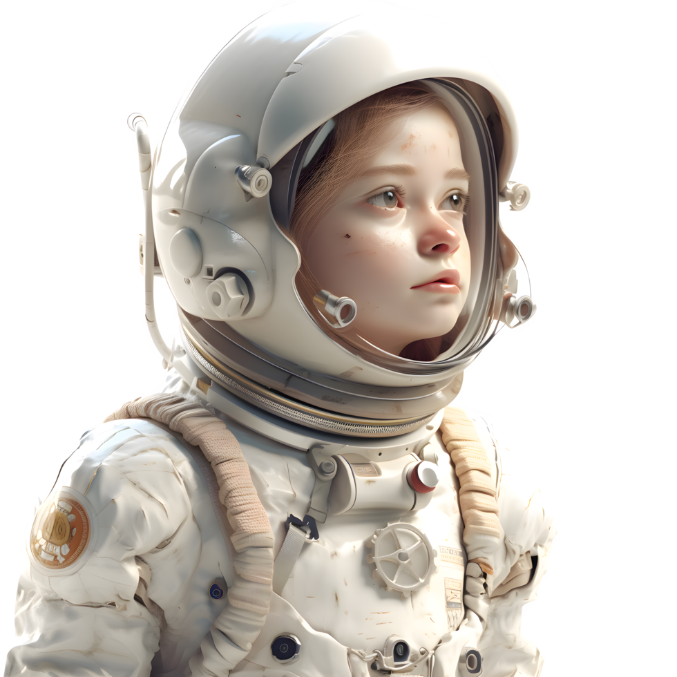 el final frontera 3d linda astronauta niña png transparente antecedentes