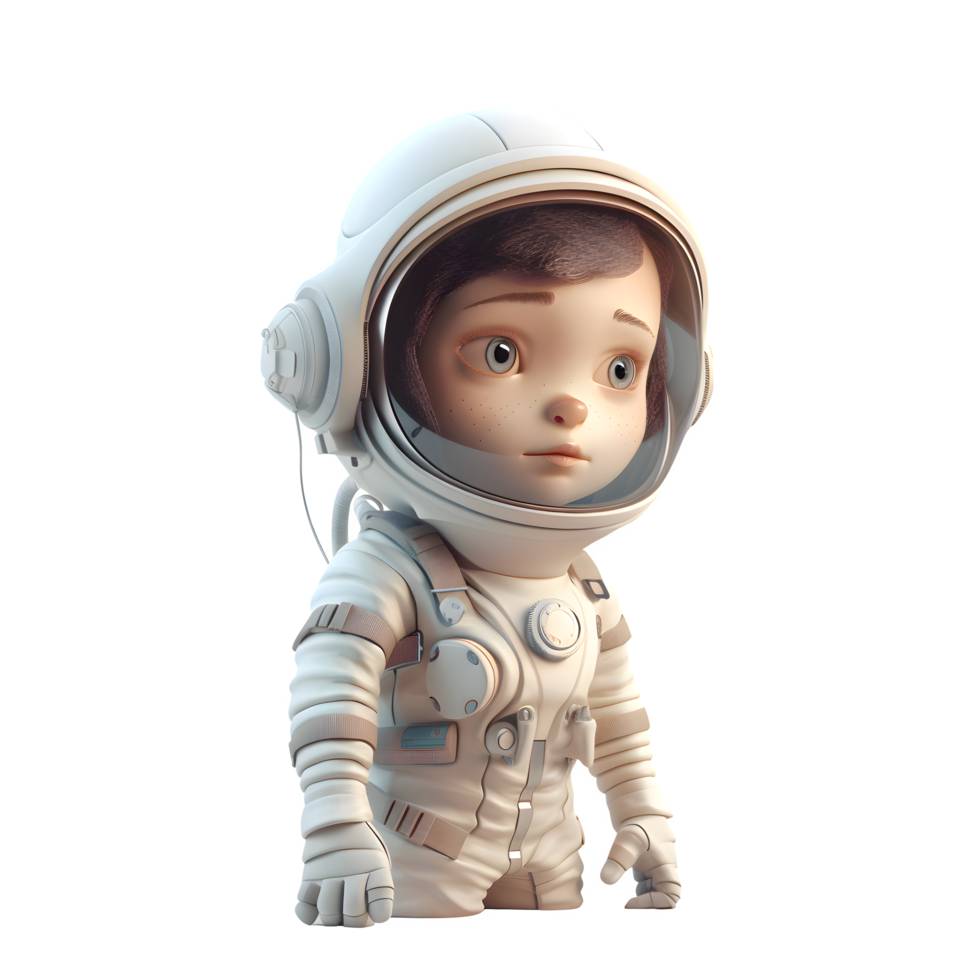 Shooting for the Stars 3D Cute Astronaut Female PNG Transparent Background