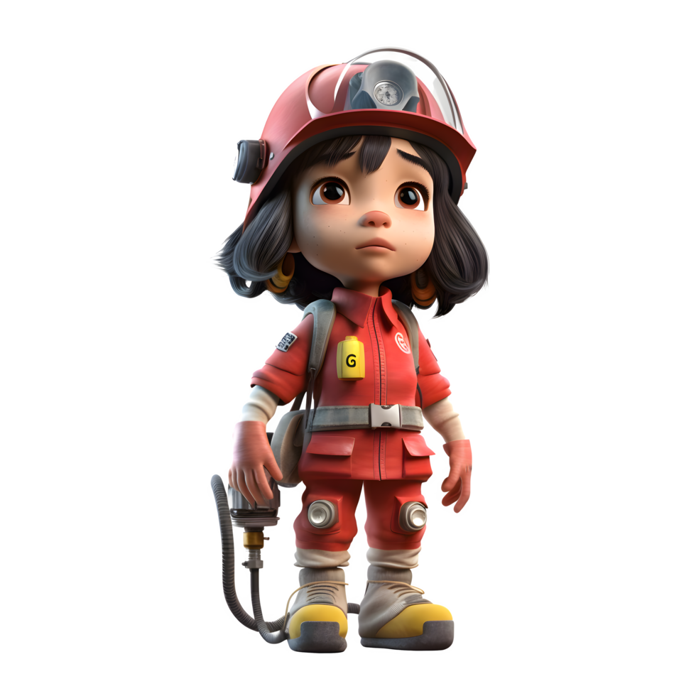 Dynamic and Collaborative 3D Firefighter Women Active and Cooperative Characters for Fire Department Recruitment Materials PNG Transparent Background