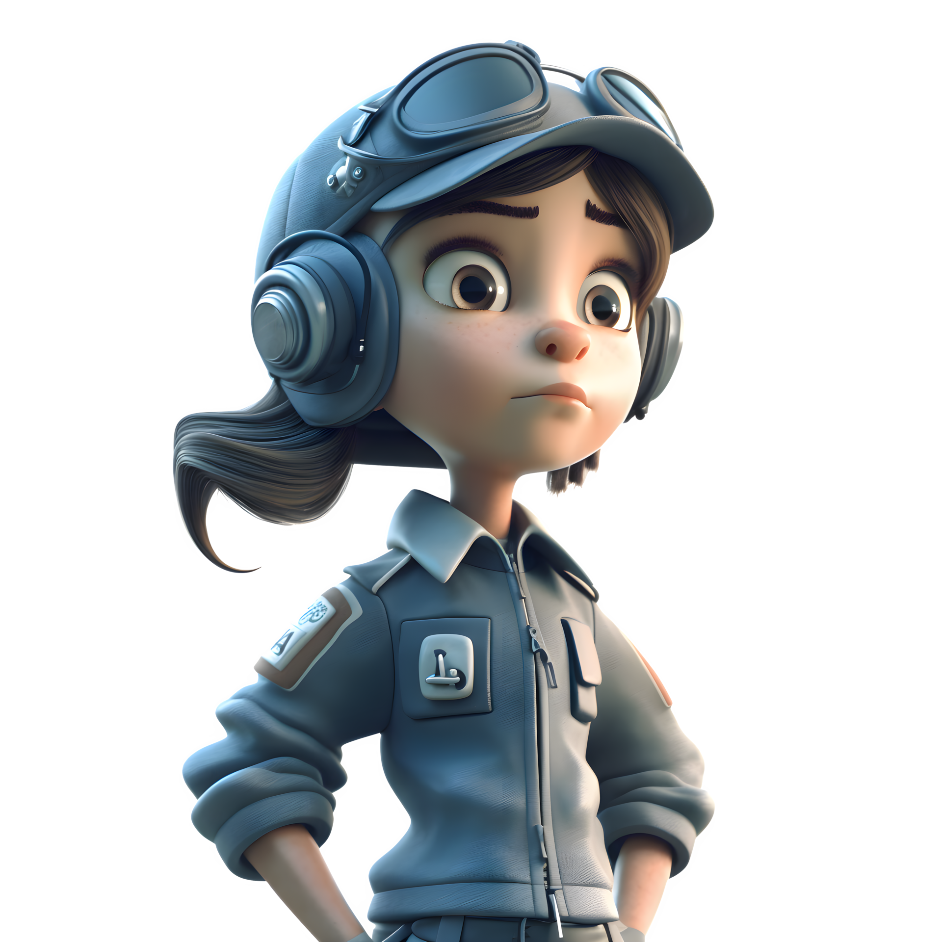 Fasten Your Seatbelt with our 3D Cute Pilot Girl Character PNG