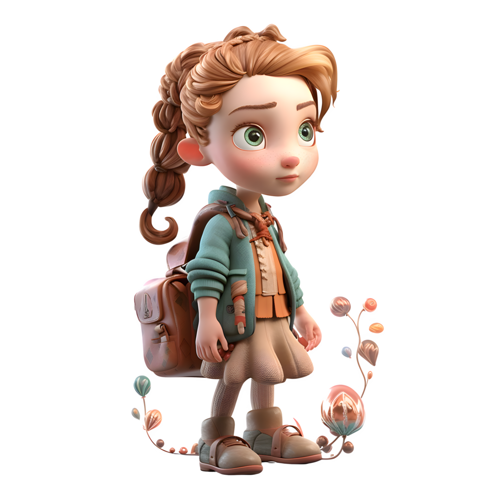 adorable 3d fille avec une content et brillant visage png transparent Contexte