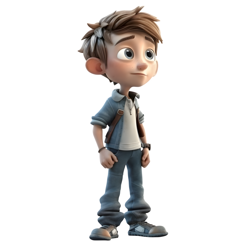 Outgoing 3D Student boy with social skills on white background PNG Transparent Background