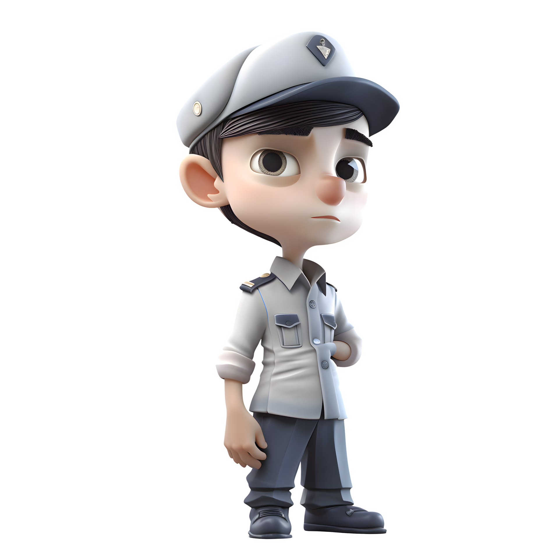The Long Arm of the Law 3D Render of Policeman on White Background PNG