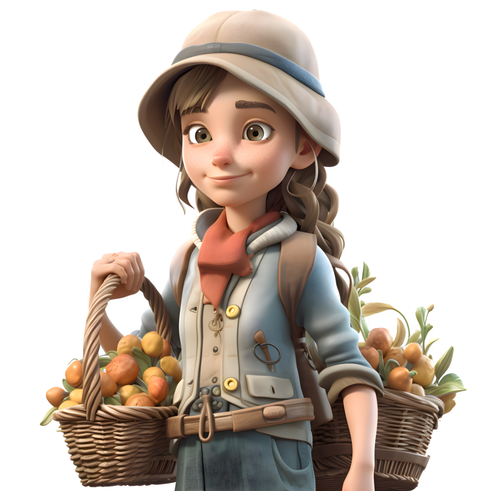 Adaptable and Versatile 3D Farmer Women Flexible and Multifaceted Characters for Agricultural Consulting Projects PNG Transparent Background