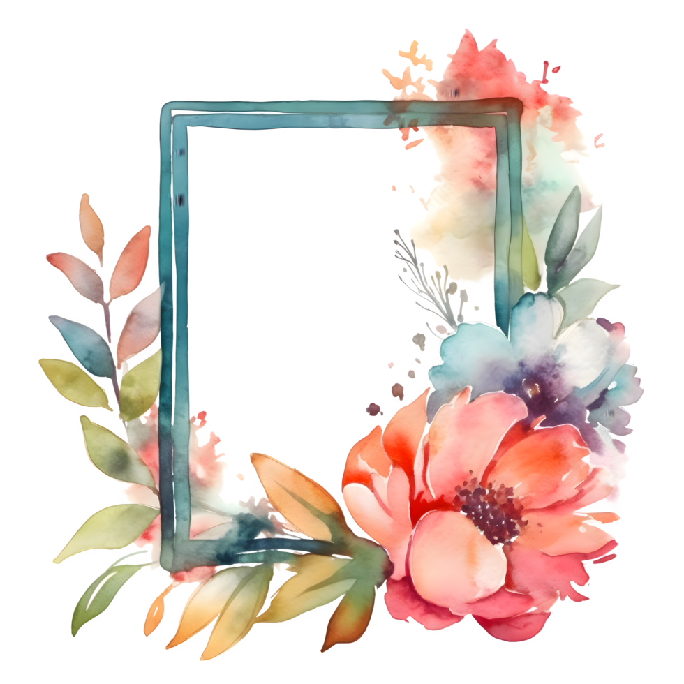 Hand Painted Floral Border with Blush Pink and Peach Flowers. Romantic and Dreamy Design. PNG Transparent Background